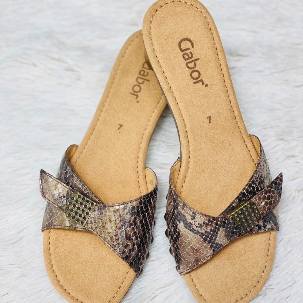 Gabor Snakeskin Sandals Slides size 7